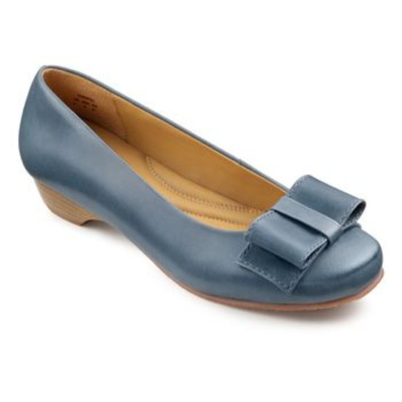 hotter Shoes - Hotter Chantel Comfort Concept Blue Leather Pumps